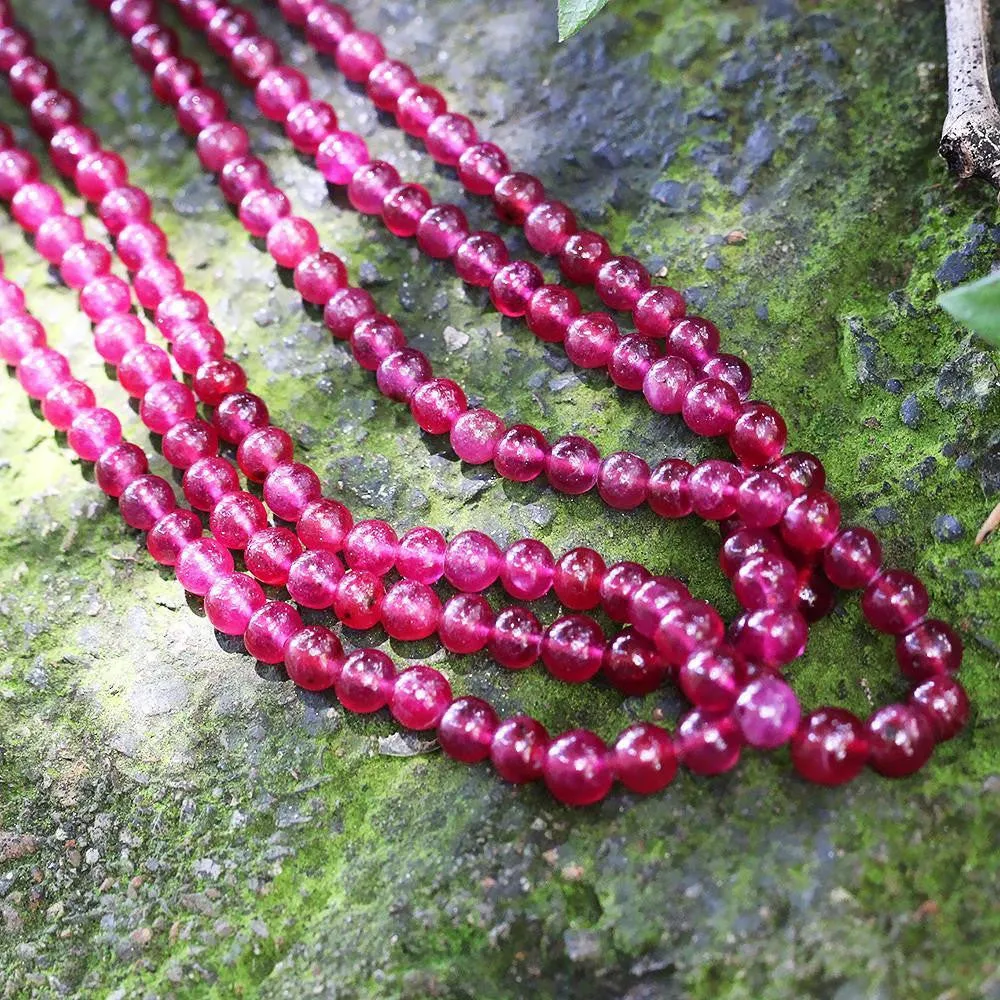 Triple Strand Ruby Bead Necklace 309.86 Carats NOT DYED