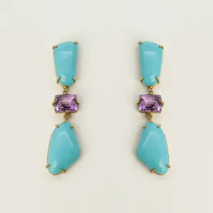 Turquoise and Amethyst Earrings