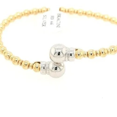 Two Tone Torque Bangle with Gold Plating