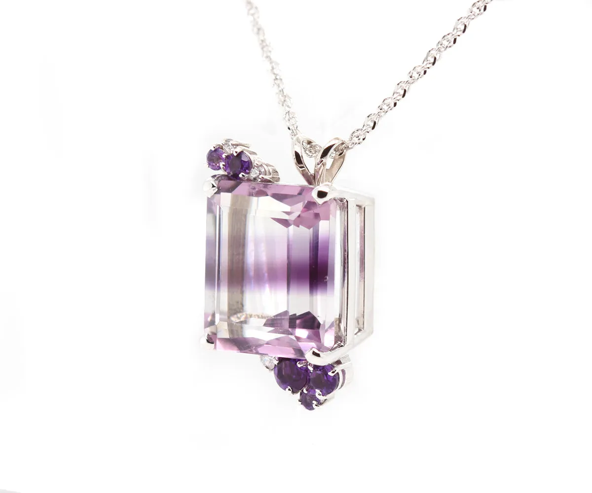 Unique Bicolor Amethyst Diamond Necklace