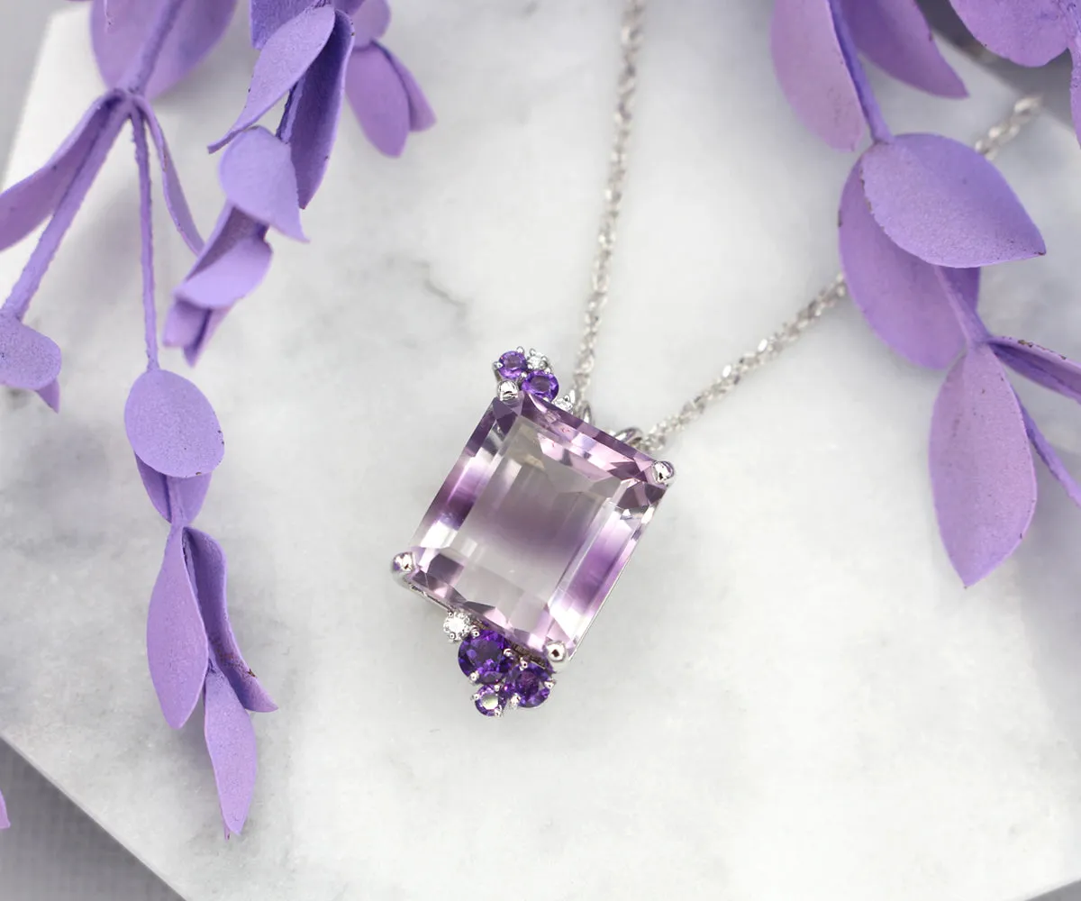 Unique Bicolor Amethyst Diamond Necklace