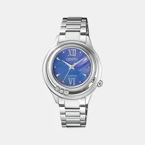 Women's Blue Analog Stainless Steel Eco-Drive Watch EM0510-88N